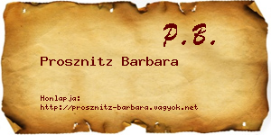 Prosznitz Barbara névjegykártya